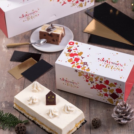 Boîte pour bûche de Noël - 30 x 11,5 x 10,5 cm - Collection Noël Tradition  - Créalia - Présentoirs à Gâteaux - Boîtes à Gâteaux