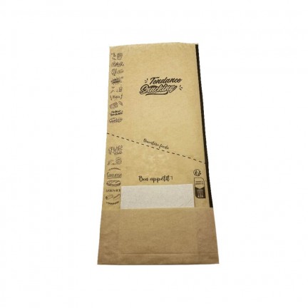 Sachet sandwich avec prédécoupe et serviette Sachet sandwich avec prédécoupe et serviette