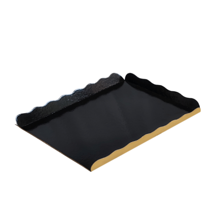 S48400 plat en carton noir uni bords repliés